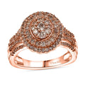Nature Champagne and White Diamond Ring in 18K Vermeil RG Sterling Silver (Size 10.0) - Sticky add to cart bar