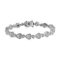 GP Amore Collection White Zircon Heart Bracelet in Rhodium Over Sterling Silver (7.25 In) 3.90 ctw