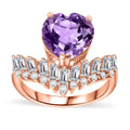 AAA Rose De France Amethyst and White Zircon 4.00 ctw Ring in 18K Vermeil Rose Gold Over Sterling Silver - Sticky add to cart bar