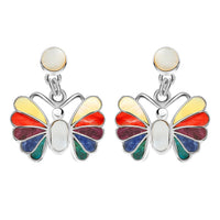 Peruvian Artistry Multi Gemstone 1.85 ctw Butterfly Earrings in Sterling Silver