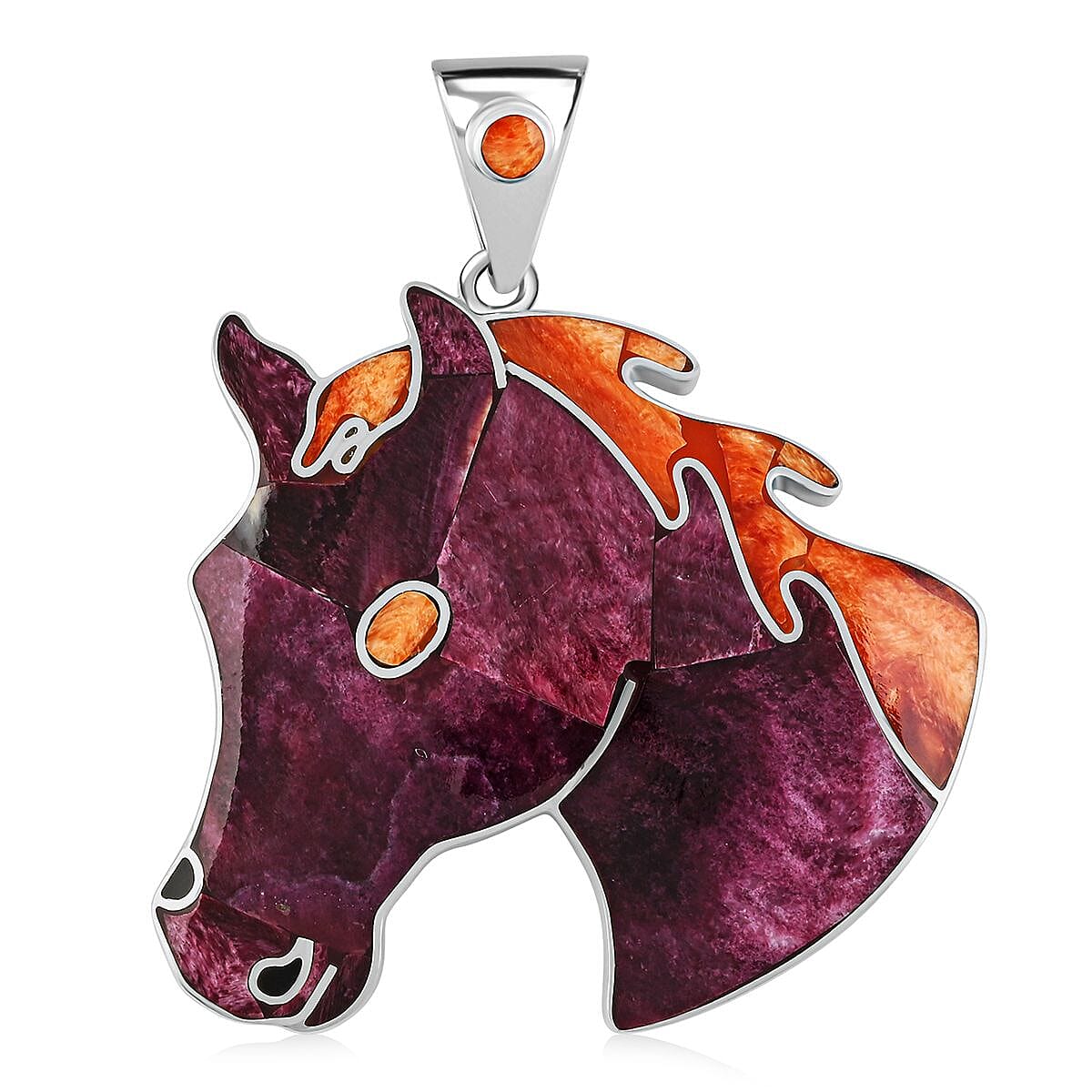 Peruvian Artistry Multi Gemstone 2.20 ctw Horse Pendant without Chain in Sterling Silver