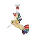 Peruvian Artistry Multi Gemstone 1.10 ctw Brave Humming Bird Pendant without Chain in Sterling Silver - Sticky add to cart bar