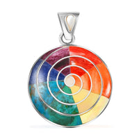 Peruvian Artistry Multi Gemstone 2.10 ctw Big Pachamama Pendant without Chain in Sterling Silver