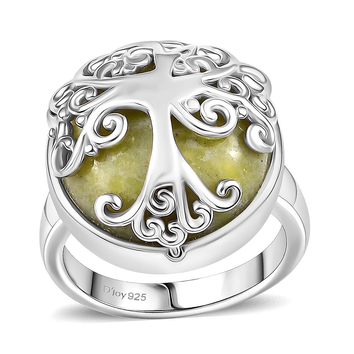 Connemara Marble Ring in Platinum Over Sterling Silver 13.00 ctw