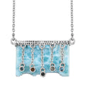 Indian Artisan Crafted Sky Blue Topaz and Multi Gemstone 27.60 ctw Ethereal Cascade Necklace in Sterling Silver 18 Inches - Sticky add to cart bar