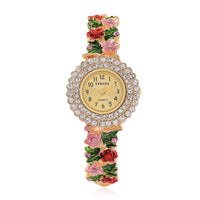 Strada Multi Color Austrian Crystal and Enameled Japanse Movement Bangle Watch in Goldtone
