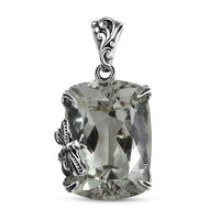 Artisan Crafted Montezuma Prasiolite Fancy Pendant in Sterling Silver 16.10 ctw