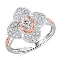 Modani 18K White and Rose Gold Natural Pink and White Diamond Ring (Size 7.0) 0.62 ctw