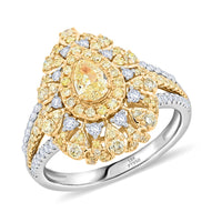 Modani 18K White and Yellow Gold Natural Yellow and White Diamond Ring (Size 7.0) (5.85 g) 1.27 ctw