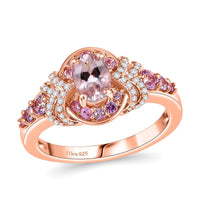 Premium Marropino Morganite, Multi Gemstone Ring in 18K Vermeil RG Over Sterling Silver (Size 10.0) 1.70 ctw