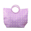 Boston International Lilac Checkered Daisy Pattern Tote Bag (20"x7.5"x16") - Sticky add to cart bar