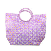 Boston International Lilac Checkered Daisy Pattern Tote Bag (20"x7.5"x16")