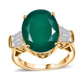 Verde Onyx and White Topaz 8.50 ctw Ring in 18K Vermeil Yellow Gold Over Sterling Silver (Size 10.0) - Sticky add to cart bar