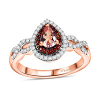 Premium Marropino Morganite, Multi Gemstone Ring in 18K Vermeil RG Sterling Silver (Size 10.0) 1.10 ctw