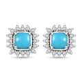D'Joy Sleeping Beauty Turquoise and White Zircon 1.85 ctw Sunburst Earrings in Rhodium Over Sterling Silver - Sticky add to cart bar