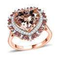 Luxoro AAA Morganite, Padparadscha Sapphire and White Diamond I2 5.70 ctw Solitaire Ring in 14K Rose Gold (Size 6.0) - Sticky add to cart bar