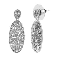 Karis Diamond Accent Oval Shape Earrings in Platinum Bond