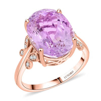Certified & Appraised Luxoro 10K Rose Gold AAA Martha Rocha Kunzite, Diamond (I2) Ring (Size 10.0) (4.56 g) 13.10 ctw