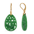 Green Jade Carved Lever Back Earrings in 14K YG Over Sterling Silver 24.00 ctw - Sticky add to cart bar