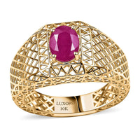 Luxoro 10K Yellow Gold Premium Royal Ruby Men's Ring (Size 10.0) 1.70 ctw