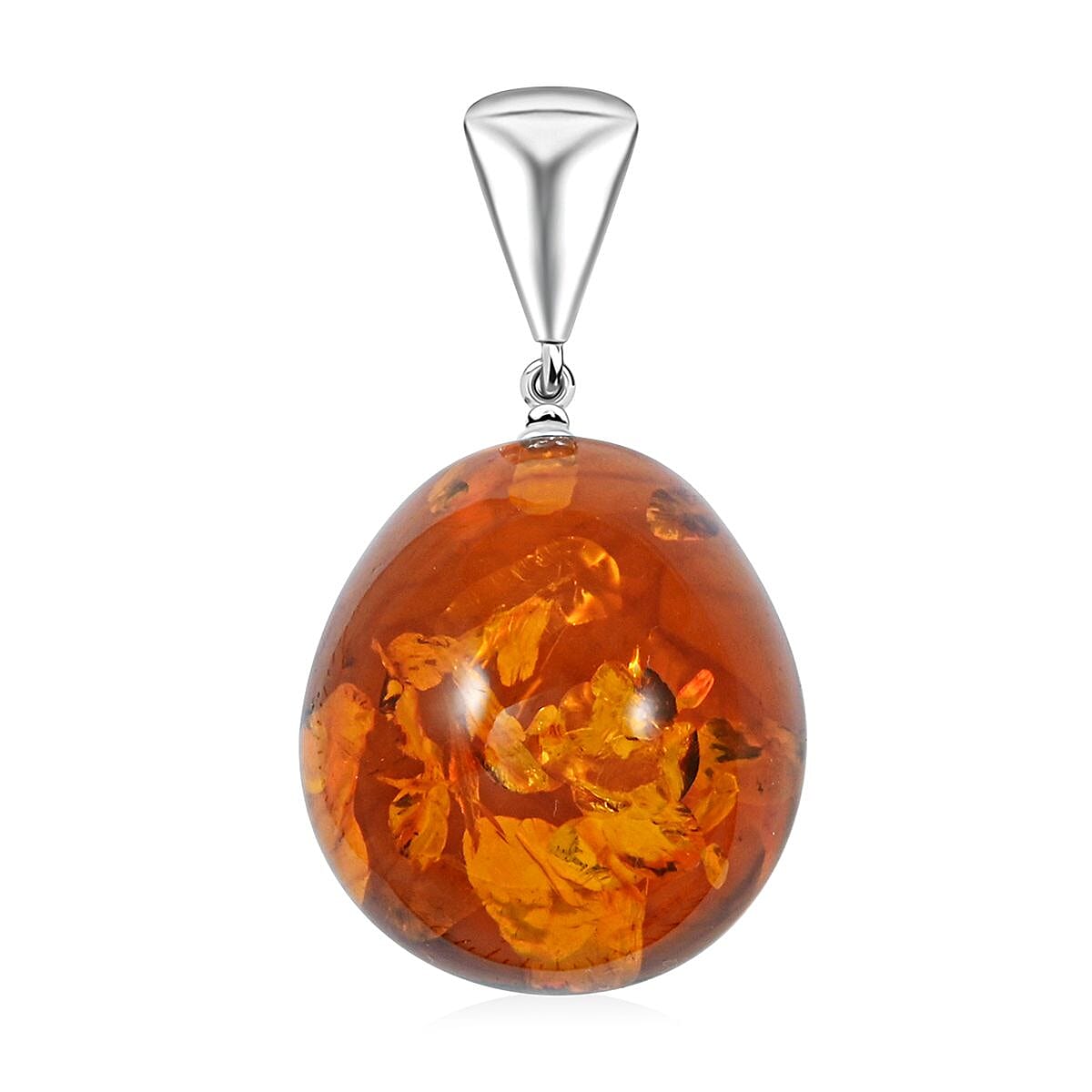 Baltic Amber Dangle Pendant without Chain in Sterling Silver