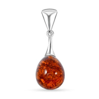 Baltic Butterscotch Amber Drop Pendant without Chain in Sterling Silver