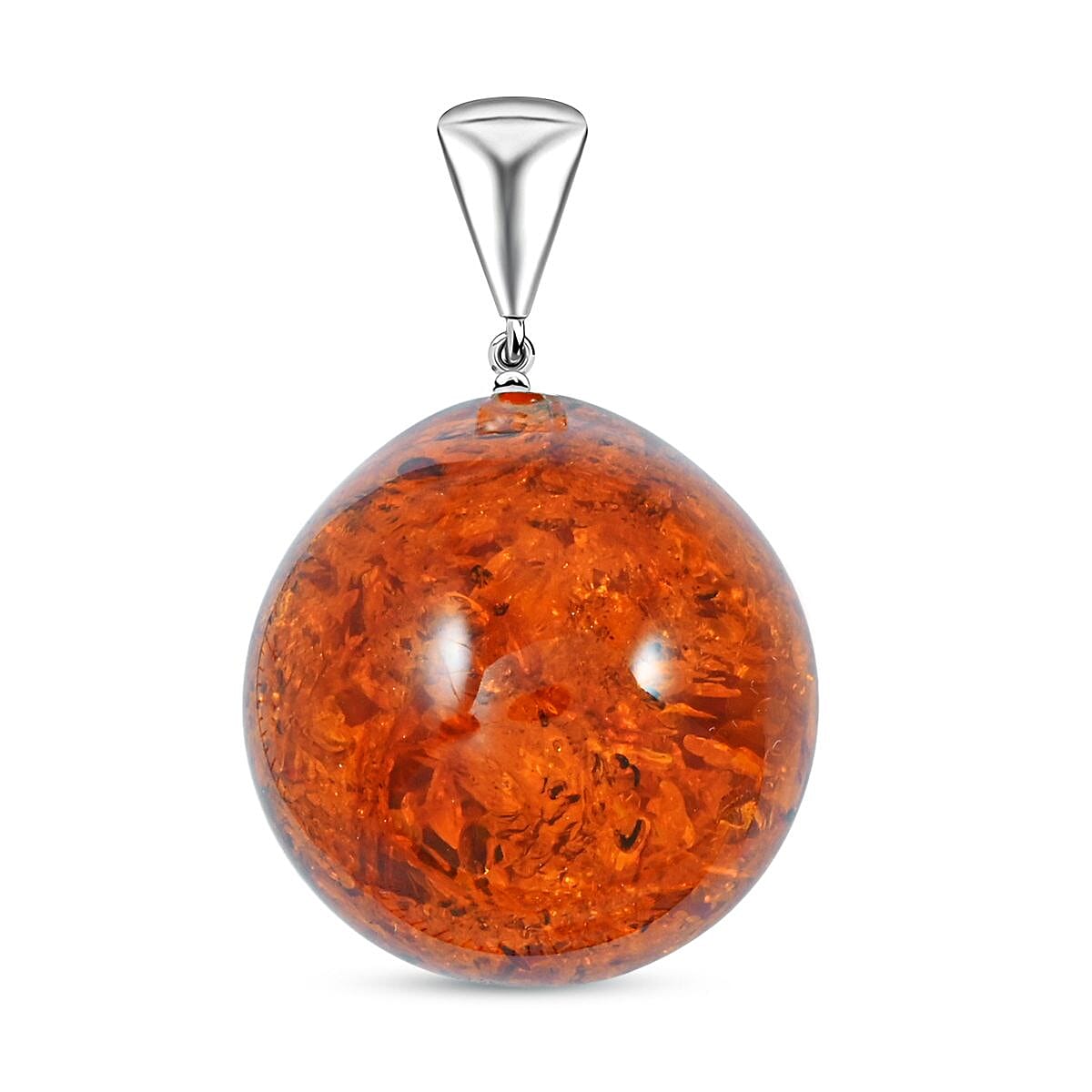 Baltic Amber Drop Pendant without Chain in Silver