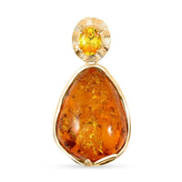 Baltic Amber and Simulated Yellow Diamond 1.50 ctw Pendant without Chain in 14K YG Over Sterling Silver
