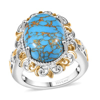 Karis Mojave Blue Turquoise 7.70 ctw Fancy Ring in 18K YG Plated and Platinum Bond (Size 10.0)