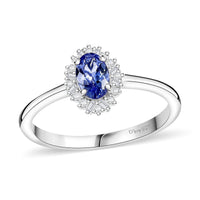 AAA Tanzanite, Diamond Ring in Rhodium Over Sterling Silver (Size 7.0) 0.60 ctw