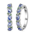 D'Joy Tanzanite and Tsavorite Garnet 2.60 ctw Petals Vine Earrings in Rhodium Over Sterling Silver - Sticky add to cart bar