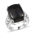 Matrix Silver Shungite 9.20 ctw Solitaire Ring in Platinum Over Copper with Magnet (Size 10.0) - Sticky add to cart bar