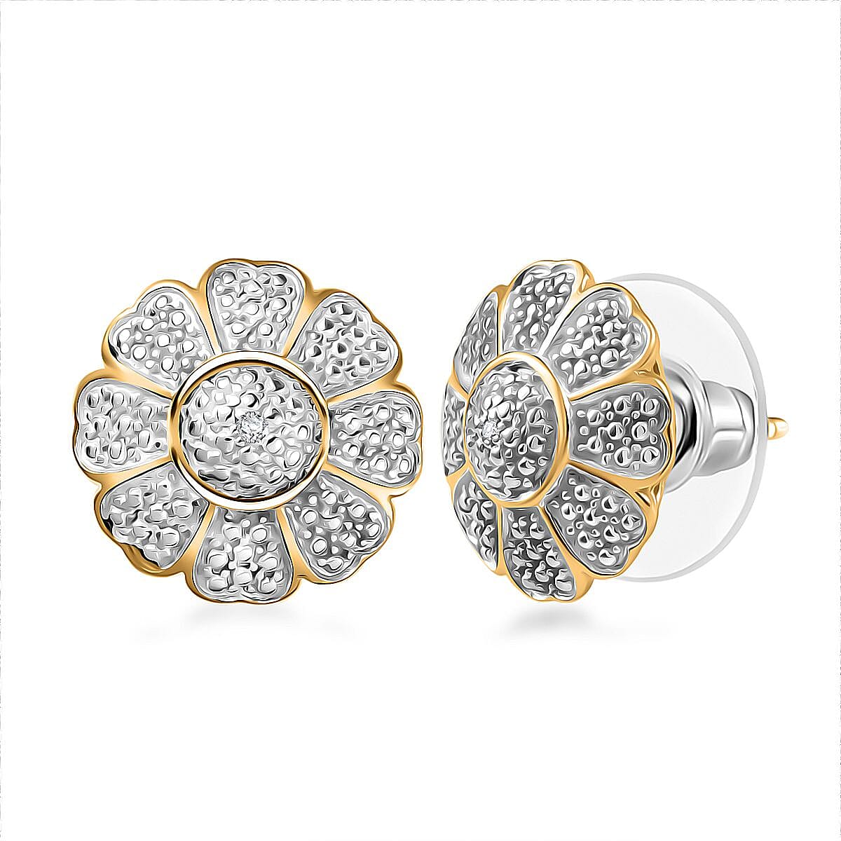Karis Diamond Accent Floral Earrings in 18K YG Plated