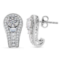 D'Joy Heart and Arrow Cut Moissanite (Rnd 8mm) Earrings in Rhodium Over Sterling Silver 2.40 ctw - Sticky add to cart bar