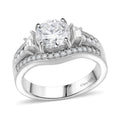 D'Joy Heart and Arrow Cut Moissanite (8mm) Ring in Rhodium Over Sterling Silver (Size 10.0) 2.50 ctw - Sticky add to cart bar