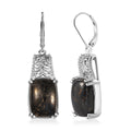 Matrix Silver Shungite 9.40 ctw Solitaire Lever Back Earrings in Platinum Over Copper with Magnet - Sticky add to cart bar