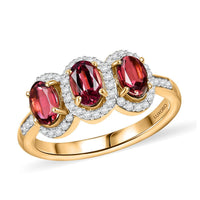 Luxoro 14K Yellow Gold AAA Ouro Fino Rubellite, Diamond (I2) (0.24 cts) Ring (Size 8.0) (4.04 g) 2.00 ctw