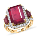 Niassa Ruby (FF), White Zircon Ring in 18K Vermeil YG Over Sterling Silver (Size 10.0) 13.70 ctw - Sticky add to cart bar