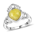 Connemara Marble Heart Ring in Rhodium Over Sterling Silver (Size 10.0) 2.80 ctw - Sticky add to cart bar