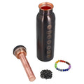 Brown Copper Infused Bottle 32oz with Shungite Infuser and Seven Chakra Beaded Stretch Bracelet Multi Color - Sticky add to cart bar