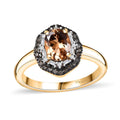 Premium Calabar Imperial Tourmaline, Natural Champagne Diamond and White Diamond (0.35 cts) Ring in 18K Vermeil YG Over Sterling Silver (Size 6.0) 1.60 ctw - Sticky add to cart bar