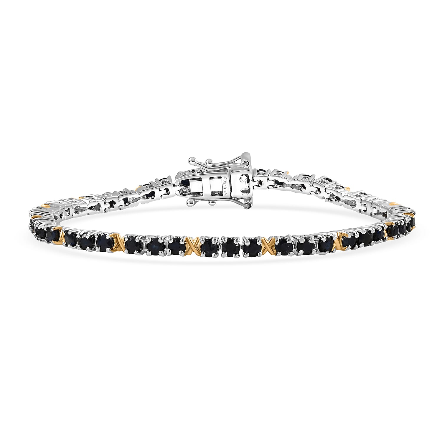EverTrue Blue Sapphire Bracelet in 18K YG Plated and Platinum Bond (6.50 In) 5.40 ctw
