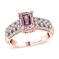 Martha Rocha Kunzite, Moissanite Ring in 18K Vermeil RG Over Sterling Silver (Size 10.0) 2.20 ctw