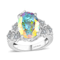 Mercury Mystic Topaz ,  White Zircon  Solitaire Ring Pure Yellow Brass  7.48 ctw - Sticky add to cart bar