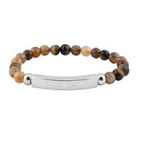 Tigers Eye Beaded Adjustable Bracelet in Stainless Steel 40.00 ctw