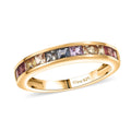 Rainbow Sapphire Half Eternity Band Ring in 18K Vermeil YG Over Sterling Silver (Size 10.0) 1.25 ctw - Sticky add to cart bar