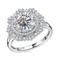 Heart and Arrow Cut Moissanite 4.40 ctw Fancy Ring in Rhodium Over Sterling Silver - Sticky add to cart bar
