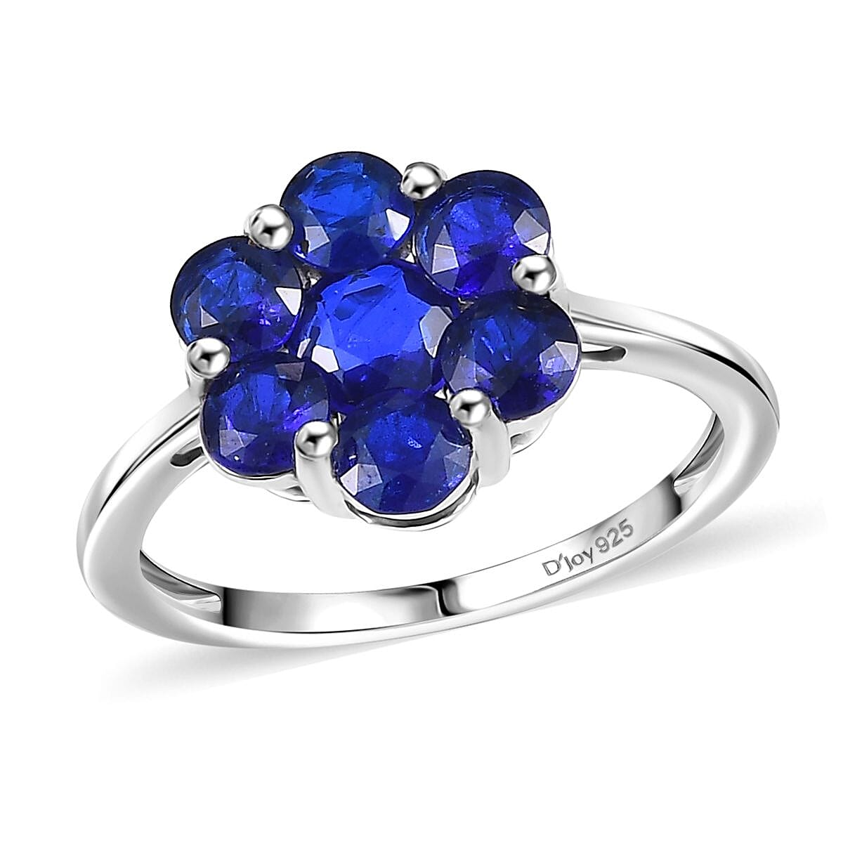 Tanzanian Blue Spinel (DF) Floral Ring in Rhodium Over Sterling Silver (Size 10.0) 2.10 ctw