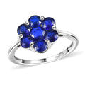 Tanzanian Blue Spinel (DF) Floral Ring in Rhodium Over Sterling Silver (Size 10.0) 2.10 ctw - Sticky add to cart bar