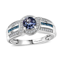 Peacock Tanzanite and Multi Gemstone 1.80 ctw Ring in Rhodium Over Sterling Silver (Size 10.0)